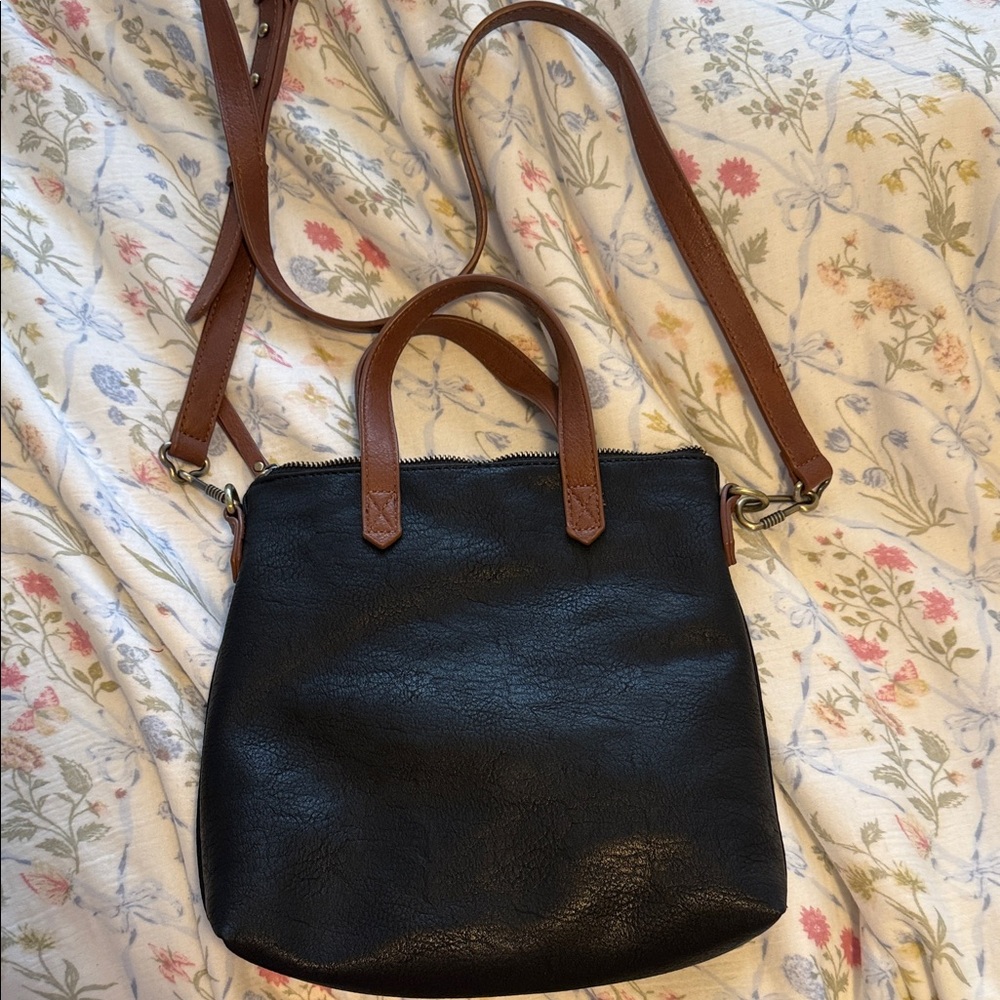Antik Kraft Black and Brown Crossbody Bag